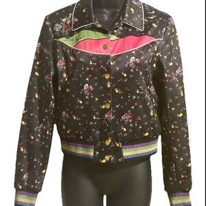 & Other Stories Floral Black Jacket with Pink Accents